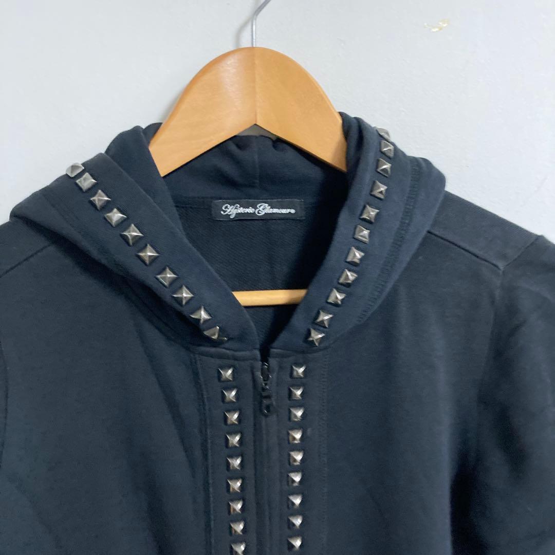 大人気　ヒステリックグラマー　スタッズ　ジップアップパーカー　黒　FREE