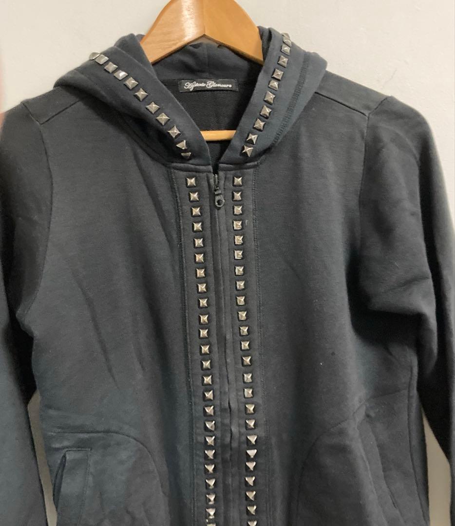 大人気　ヒステリックグラマー　スタッズ　ジップアップパーカー　黒　FREE