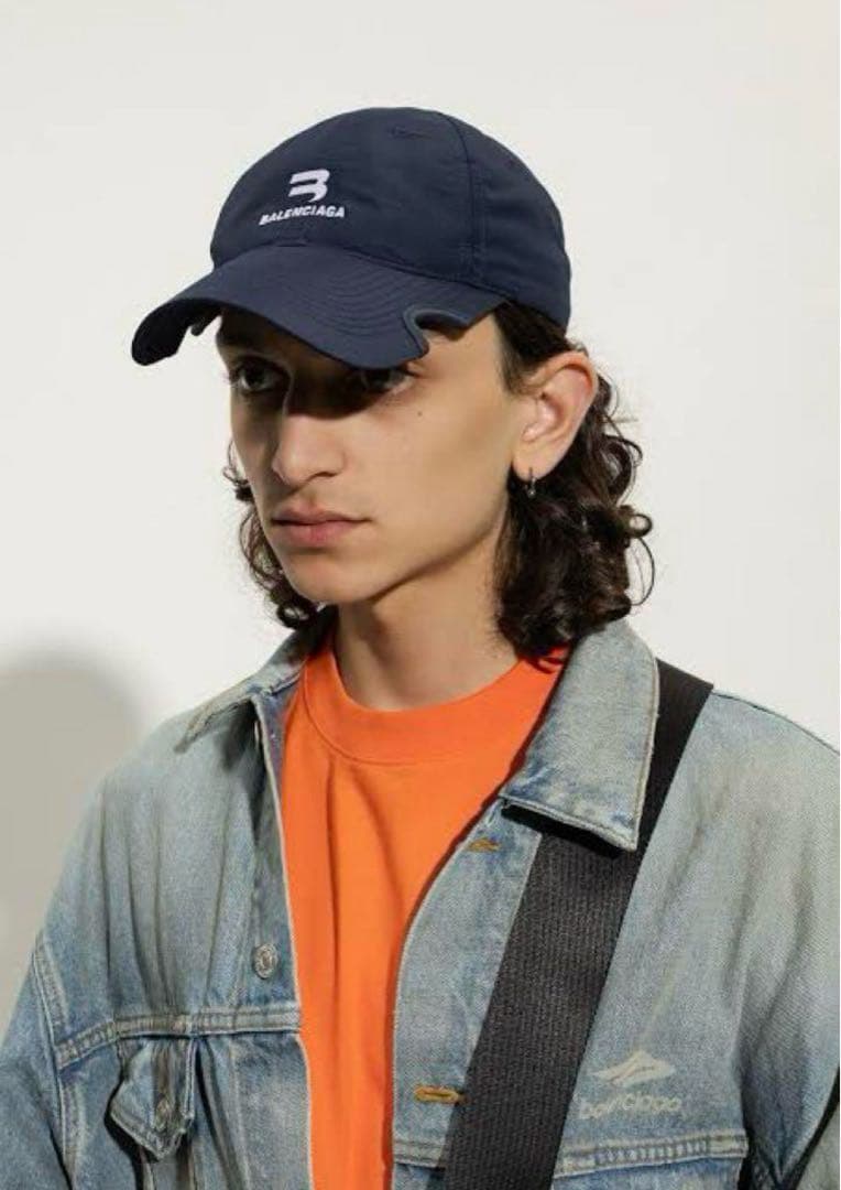 BALENCIAGA ノッチトラックスーツベースボールキャップ/ダークネイビー