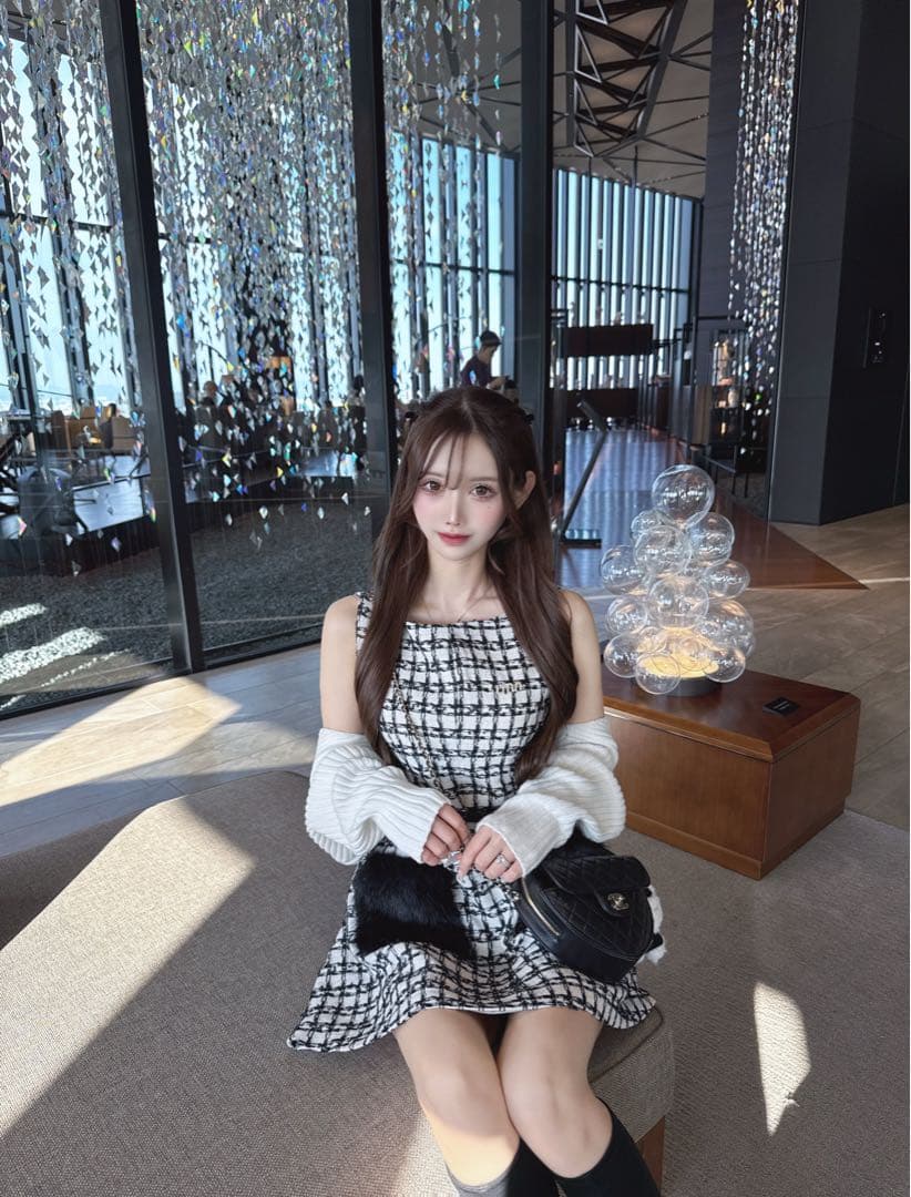 【即日発送可】 Lumignon Tweed pocket fur dress