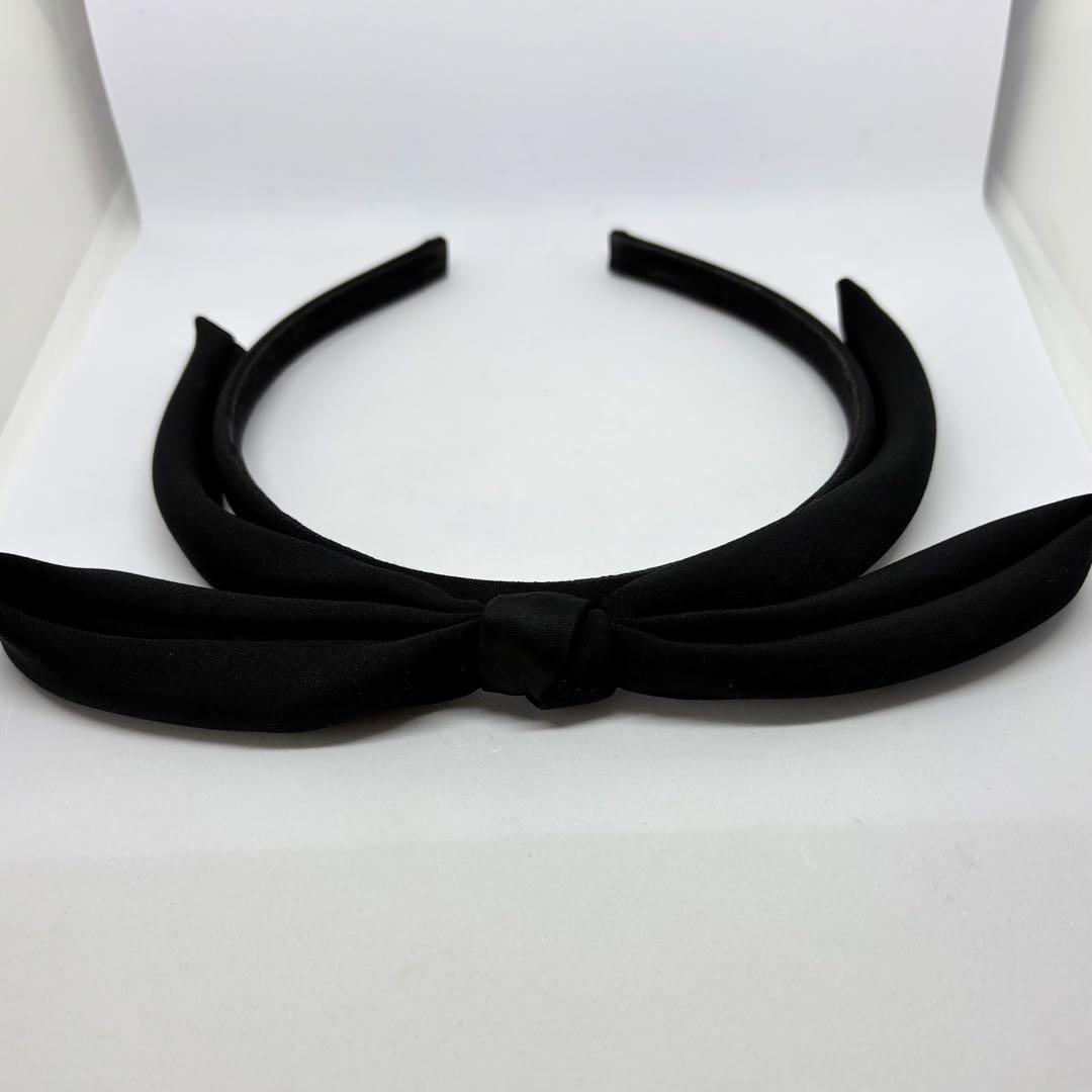 【良品】【アレクサンドルドゥパリ】カチューシャ リボン サテン ブラック 黒