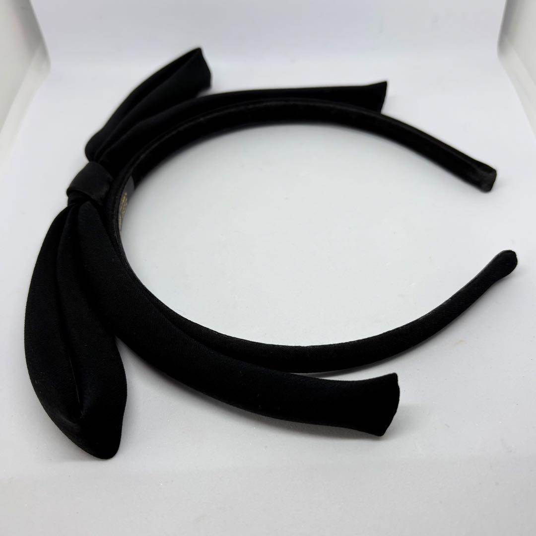 【良品】【アレクサンドルドゥパリ】カチューシャ リボン サテン ブラック 黒