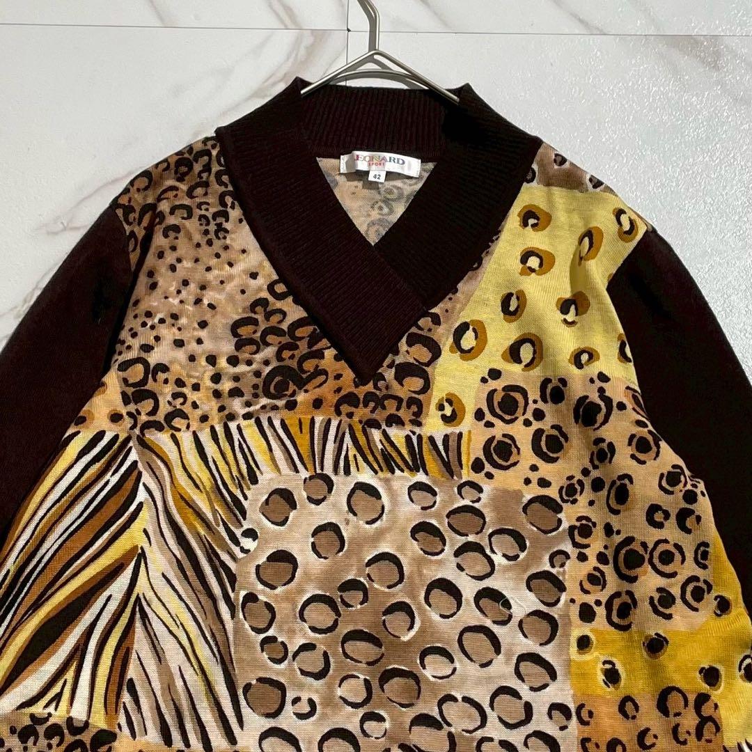 JYPセットLEONARD スポーツウール100豹柄 アニマル チュニック