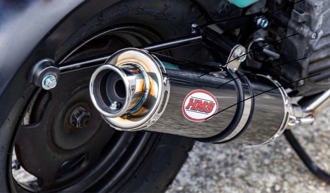 新 HMS製AF58 ズーマー 50 B2X ステンレスマフラー ブラック