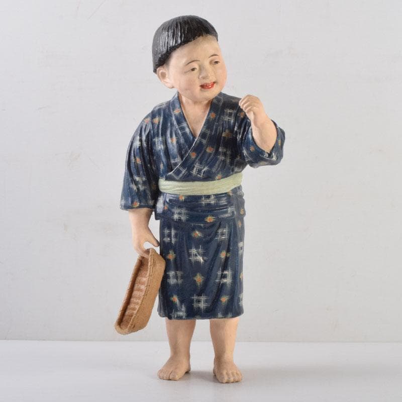 博多人形　陶人形　童　男の子　置物　時代箱　C　8739A
