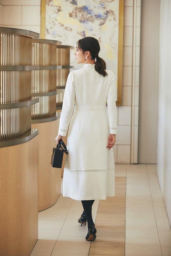 SEVEN TEN レースブロッキングワンピース　ホワイト　M