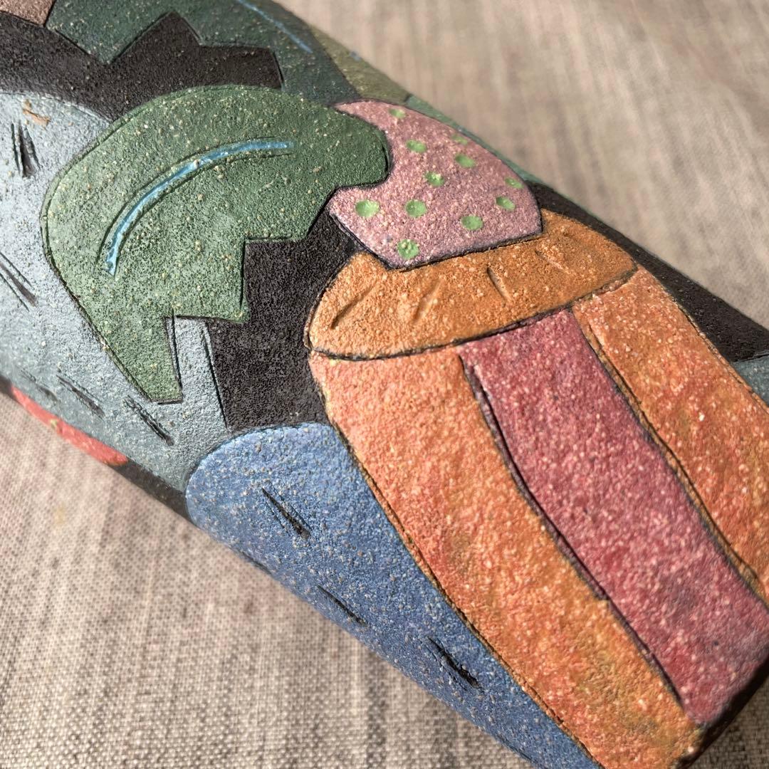 作家　陶芸家　志村観行　タンブラー　ビアカップ　背の高いコップ　手描き　手彫り