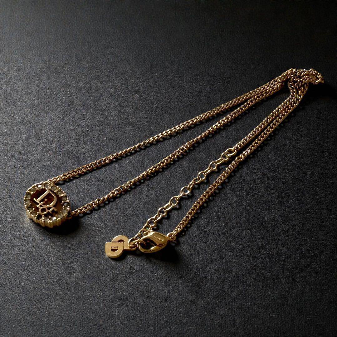 Christian Dior ネックレス　ロゴ　ゴールド　ストーン