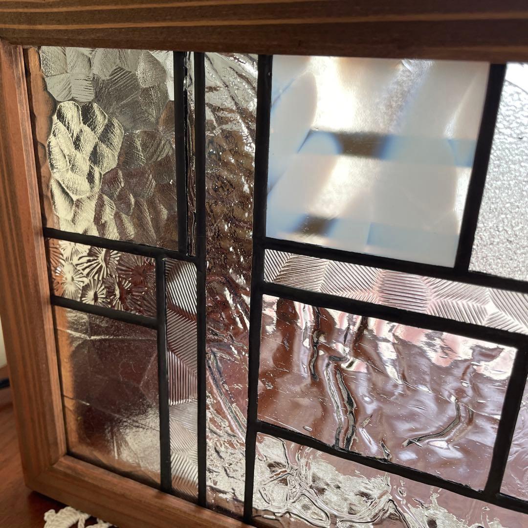 ステンドグラス　パネル　モザイクアート　雪景色