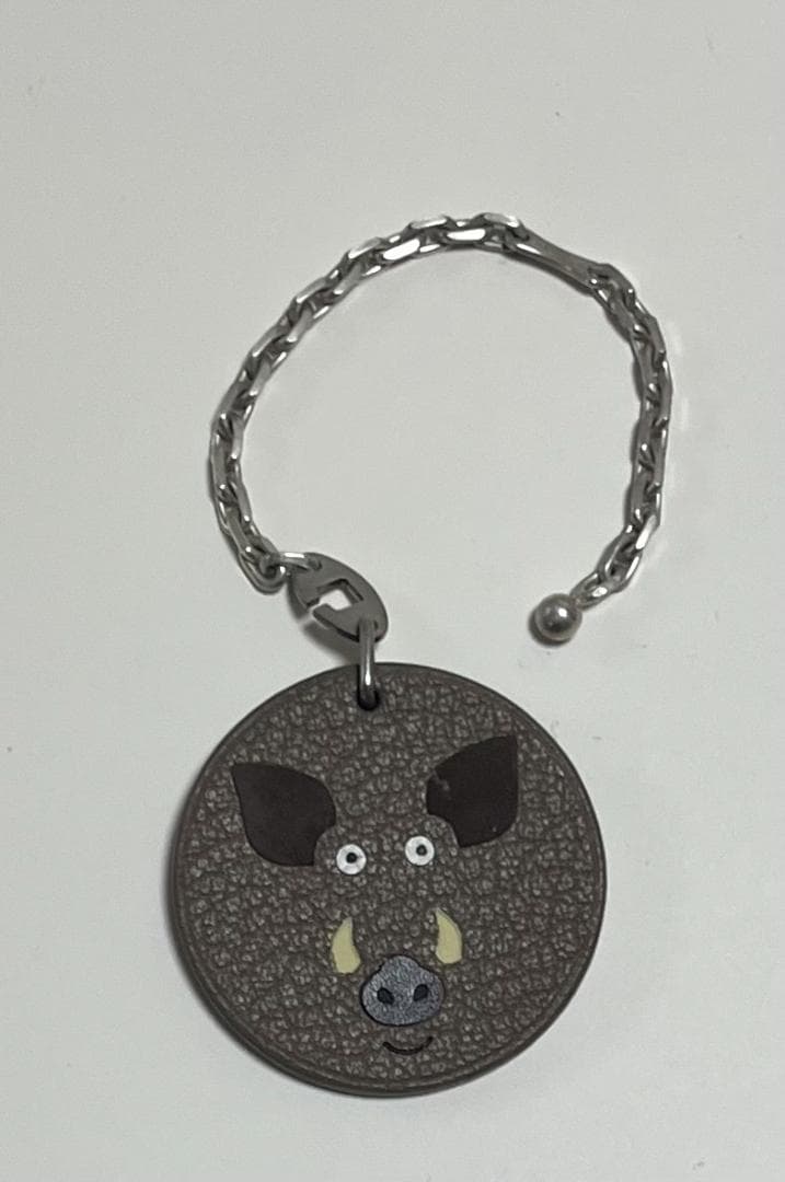 HERMES エルメス イノシシ アニマル レザー チャーム キーホルダー