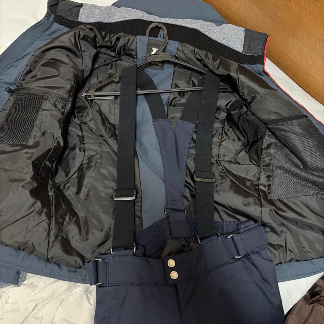 デサント　フード付きスキーウェア グレー/ネイビー　メンズＳ　子供にも