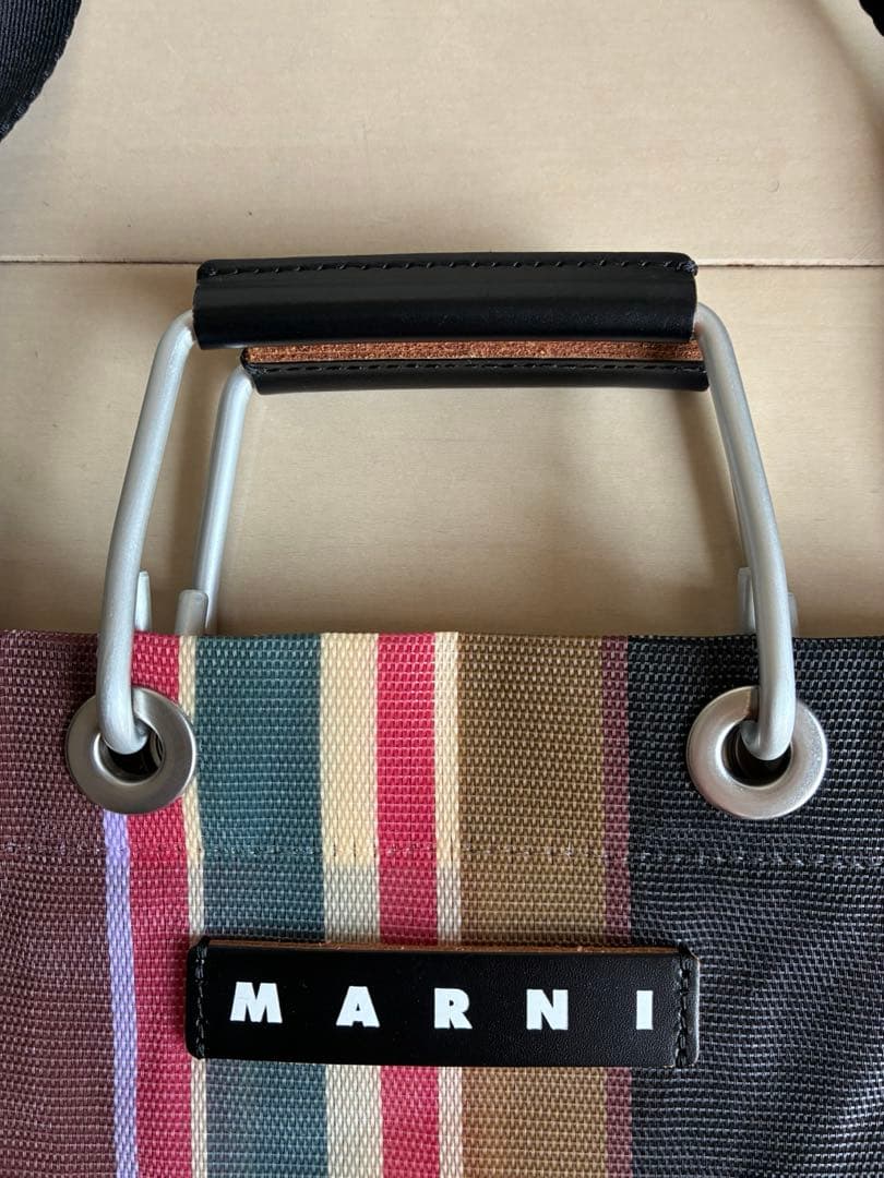 MARNI MARKET ストライプミニショルダーバッグ　(キャラメル)