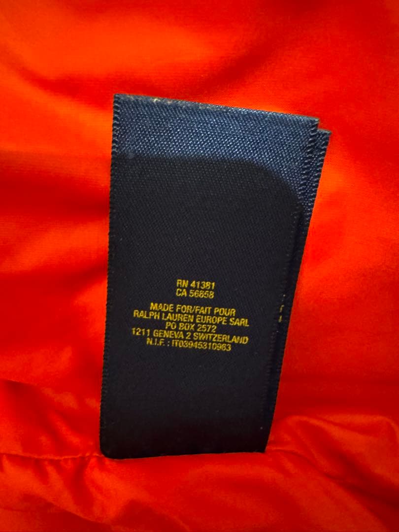 ラルフローレンボーイズダウン フード無サイズ成人S相当-肩幅43総丈66袖丈58