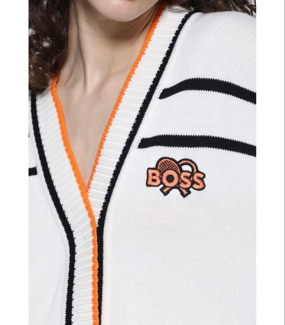 HUGOBOSSリアロゴ＆ライン オーガニックコットン カーディガン テニス刺繍