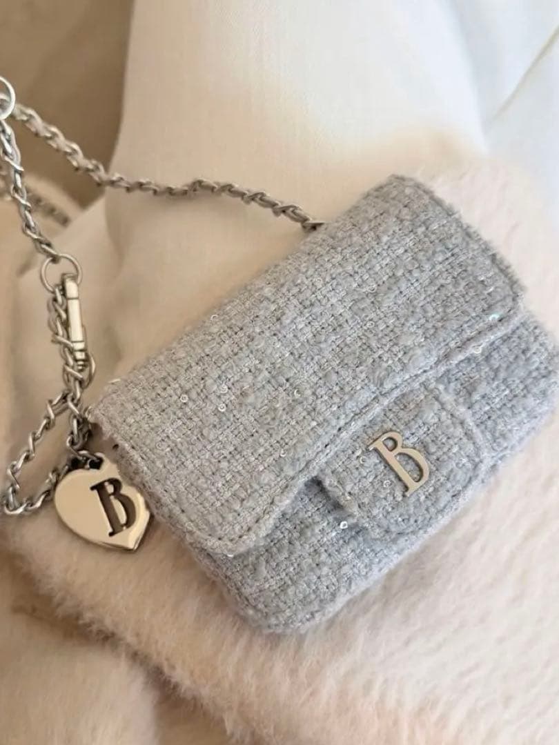 美品thebarnnet tweed chainbelt mini bag