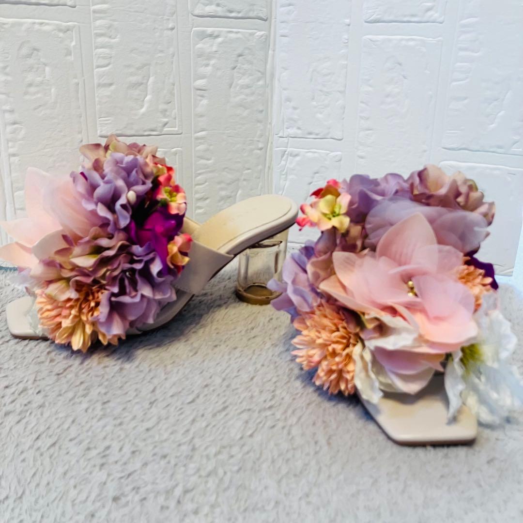 【超希少】RANDA フラワーブーケミュールサンダル Sサイズ