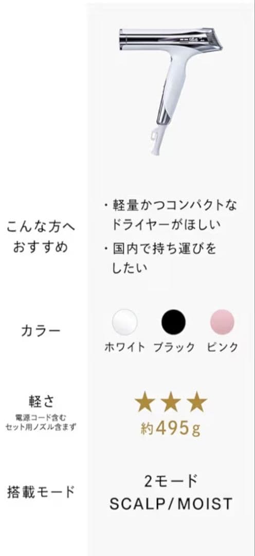 ReFa BEAUTECH DRYER S+ ホワイト 約495g