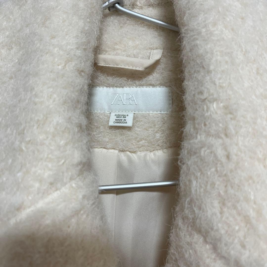 ZARA ブークレ ダブルブレストミディ丈 コート S