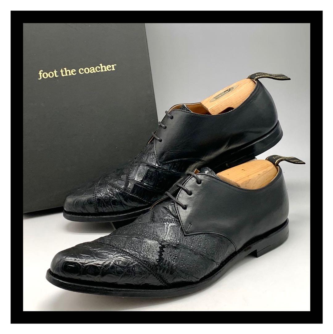 フットザコーチャー ドレスシューズ クロコ型押 ブラック 革靴 パッチワーク26