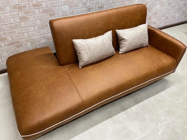 ソファーベッド　ソファ　レザーファブリック　キャメル　新品