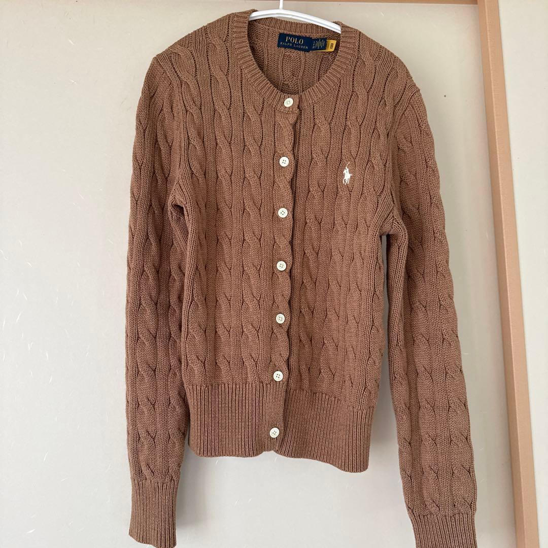 ラルフローレン　キャメル　コットンアランガーディガン　160