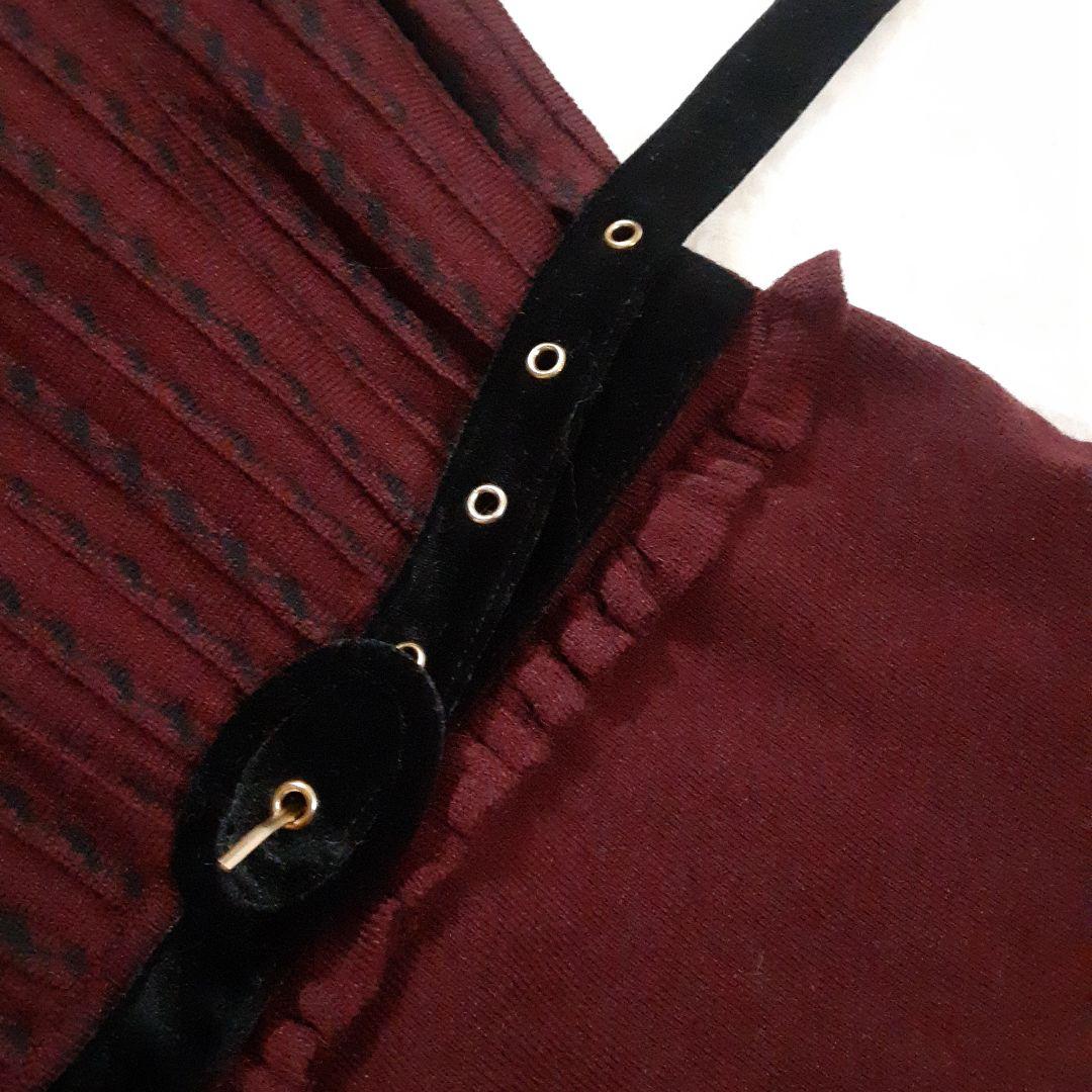 グレースコンチネンタル　マーメイドニットロングワンピース　バーガンディ×黒　美品