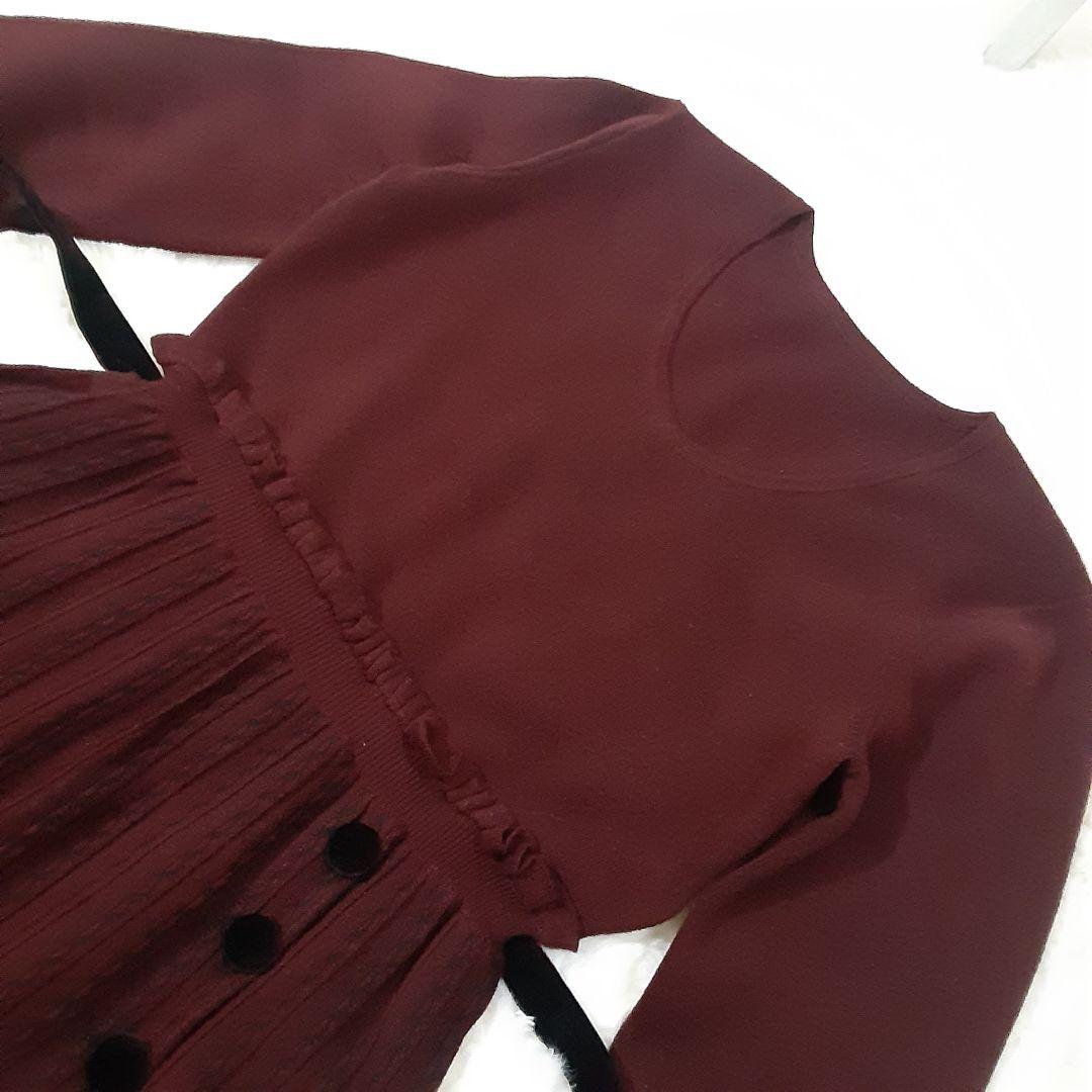 グレースコンチネンタル　マーメイドニットロングワンピース　バーガンディ×黒　美品