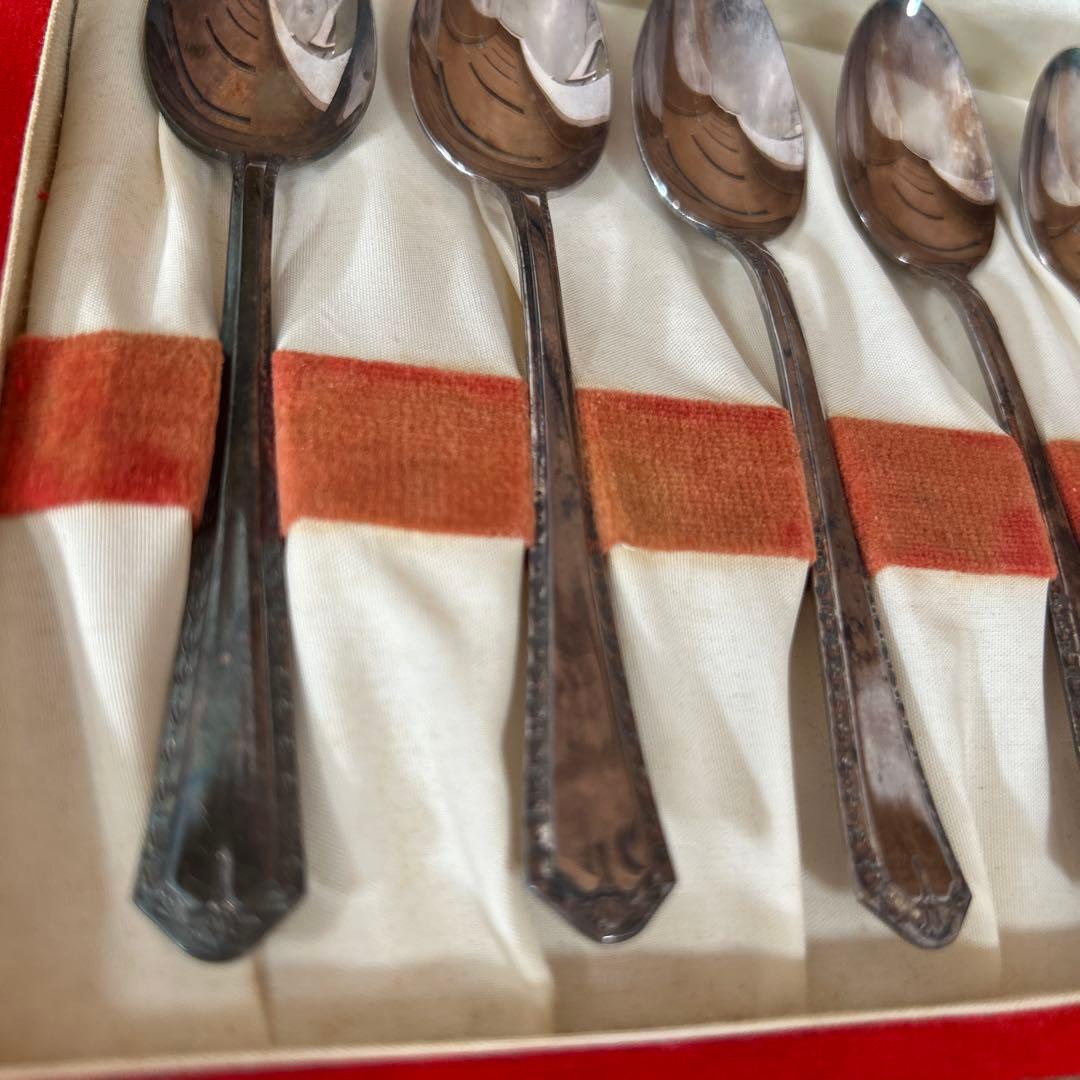 新品◆①尚美堂　純銀製スプーン 6本セット　昭和レトロ