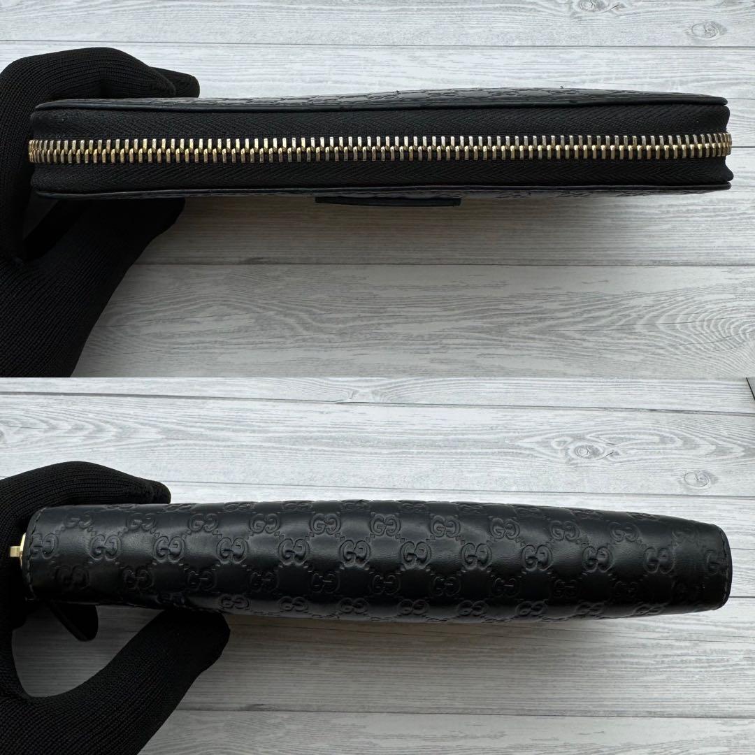 【美品】GUCCI　マイクロシマ　ラウンドファスナー　長財布　ブラック　レザー