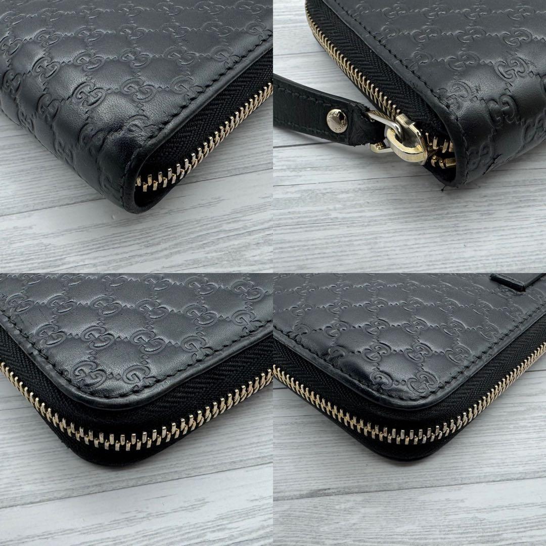 【美品】GUCCI　マイクロシマ　ラウンドファスナー　長財布　ブラック　レザー