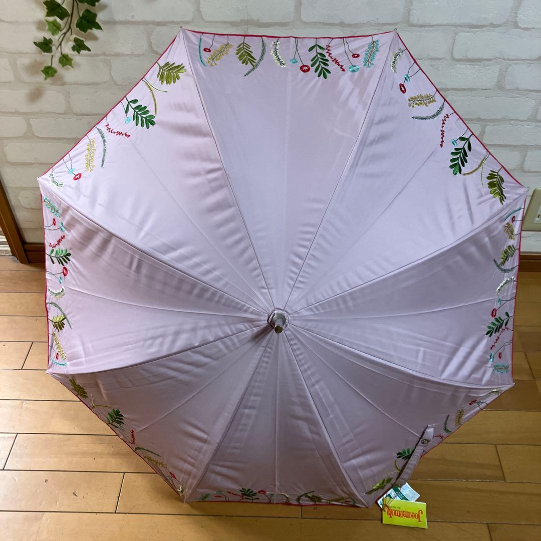 新品　ホコモモラ　晴雨兼用長傘　ピンク色花柄刺繍JOCOMOMOLA シビラ