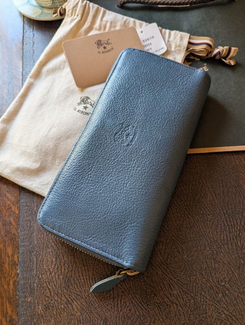 イルビゾンテ【限定色デニムブルー】ラウンドジップロングウォレット 希少 男女兼用