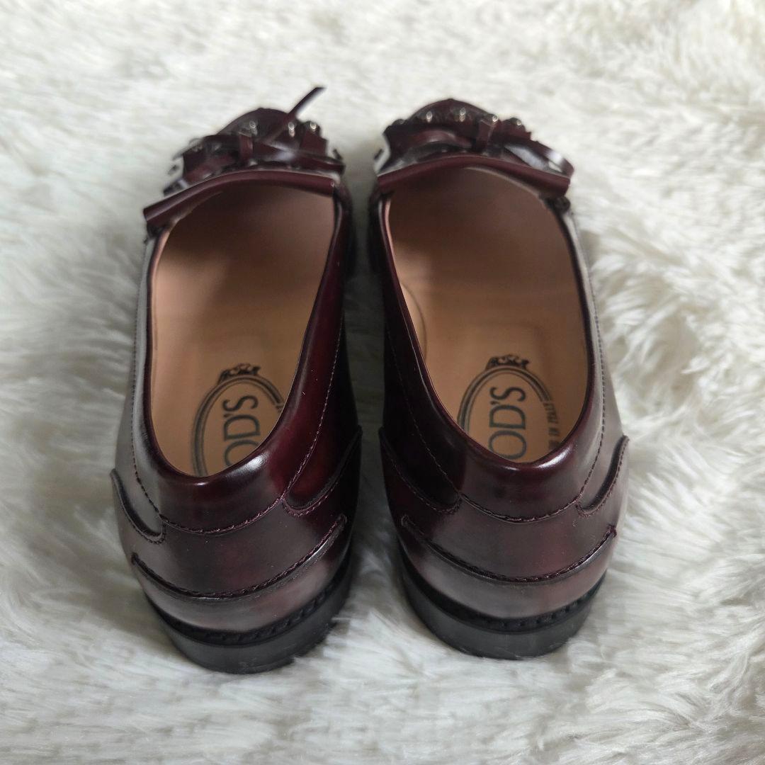 TOD'S タッセルローファー　バーガンディー　24cm