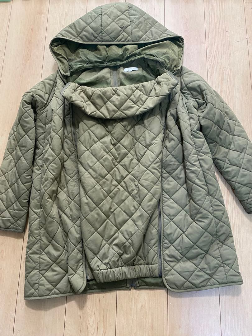 スウィートマミー キルティング ママコート 抱っこ おんぶ カーキ L