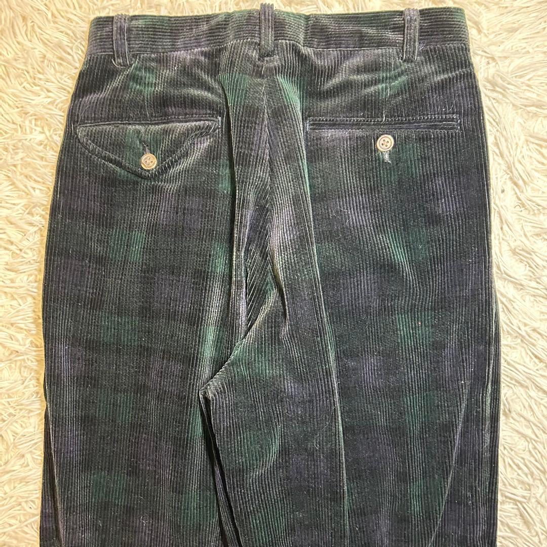 レア　ポロラルフローレン 90s 2タック チェック コーデュロイパンツ