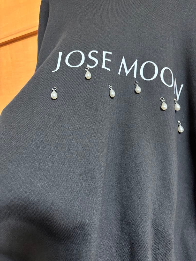 JOSE MOON パール オーバーサイズスウェット ブラック