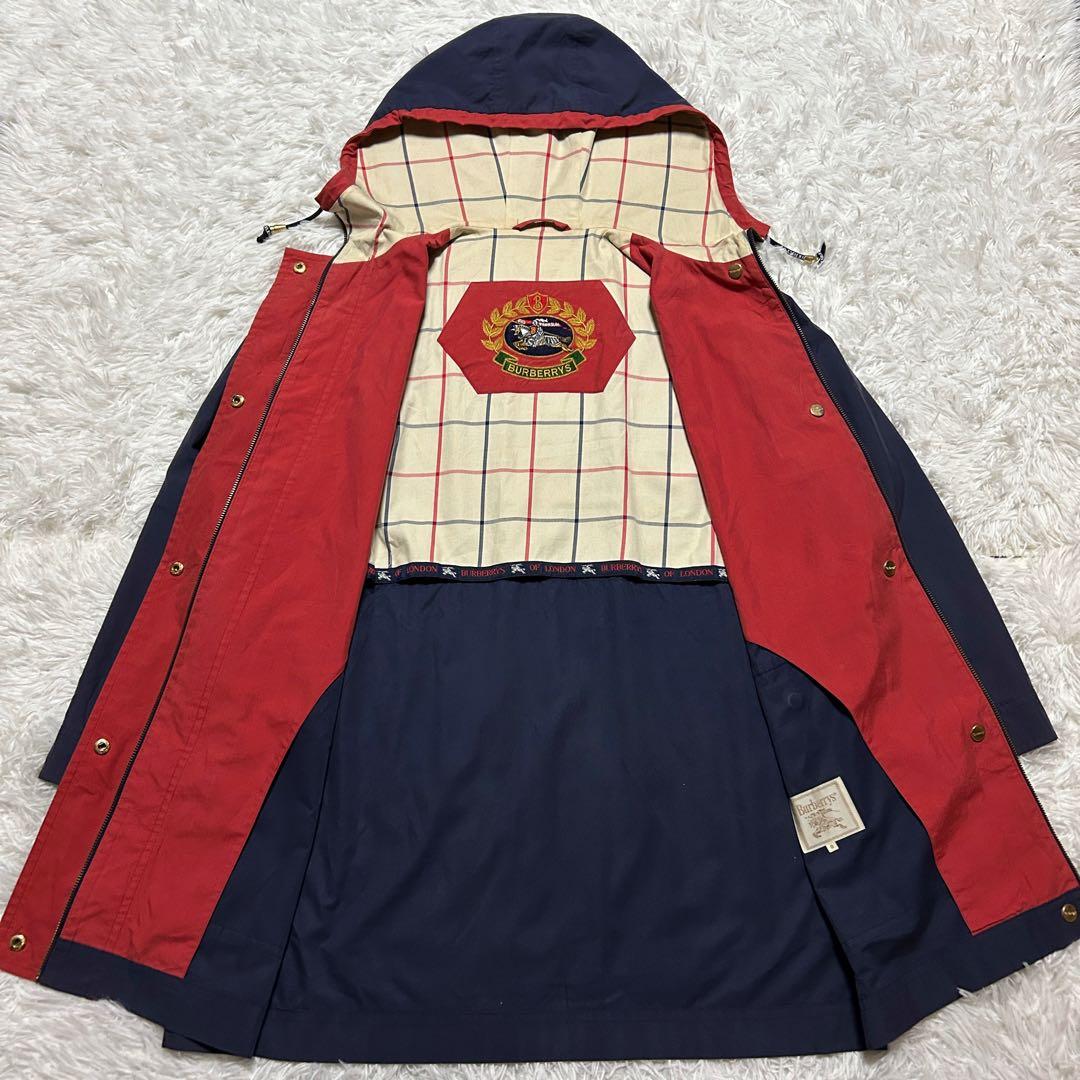 ビッグロゴ バーバリープローサム ジップ ジャケット ハーフコート フード 金釦