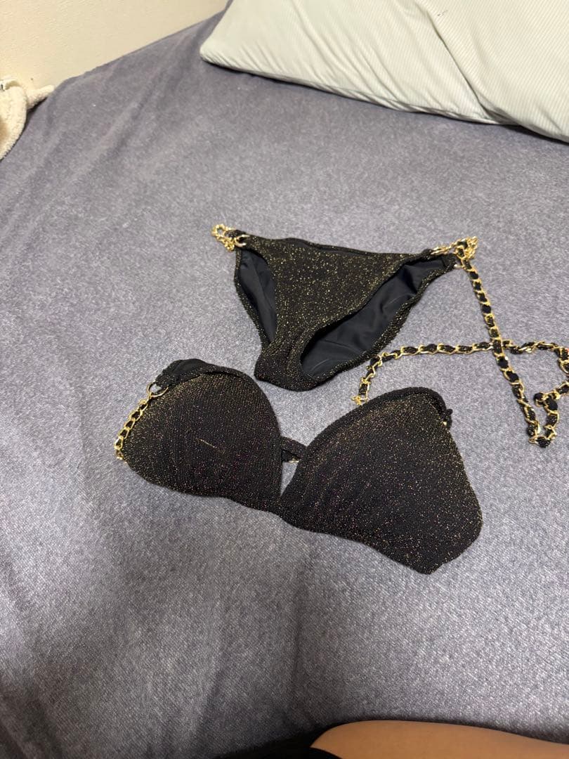 [最安値]ALENCY アレンシー グリッターチェーンビキニ BLACK