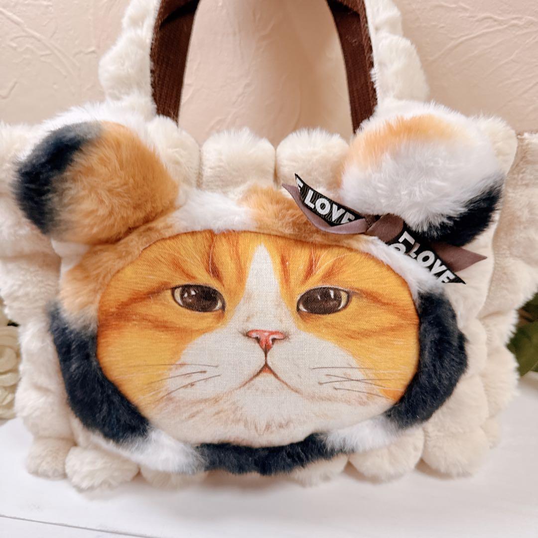 ゆ*ら様 コヤンイサムチョン♡ぶさかわハチワレにゃんの三毛猫ファー着ぐるみトート