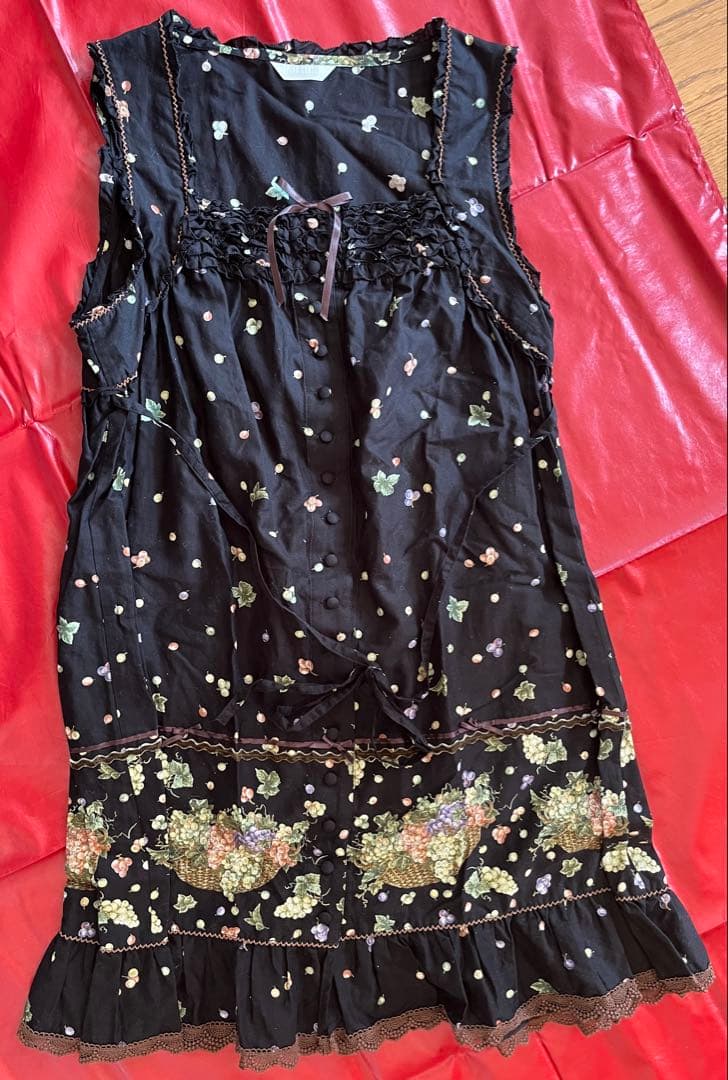 PINK HOUSE　未使用　かご盛りぶどう　ノースリーブチュニック　黒