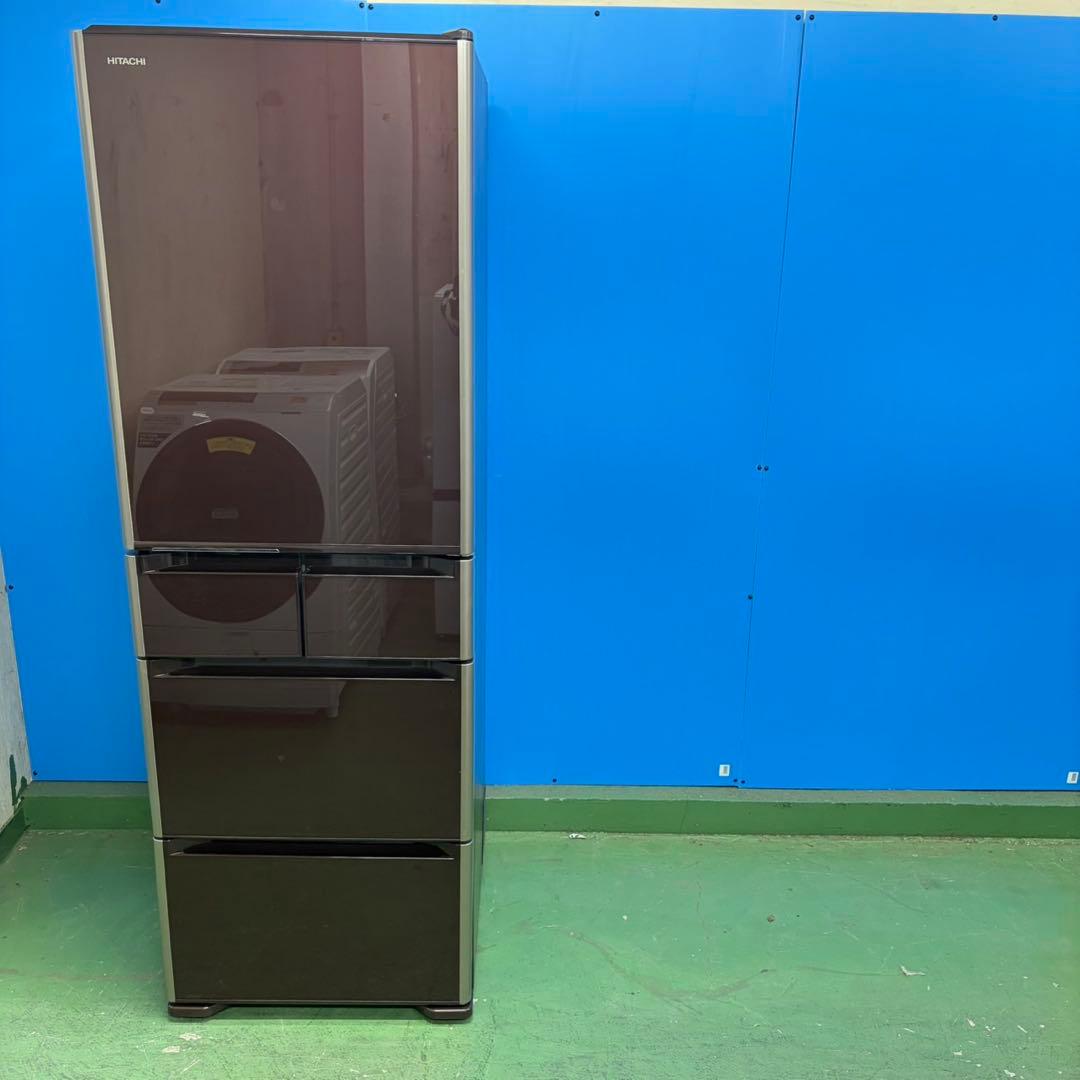 635 日立　大型冷蔵庫　400L強　小型　家庭用　右開き　自動製氷　ブラウン
