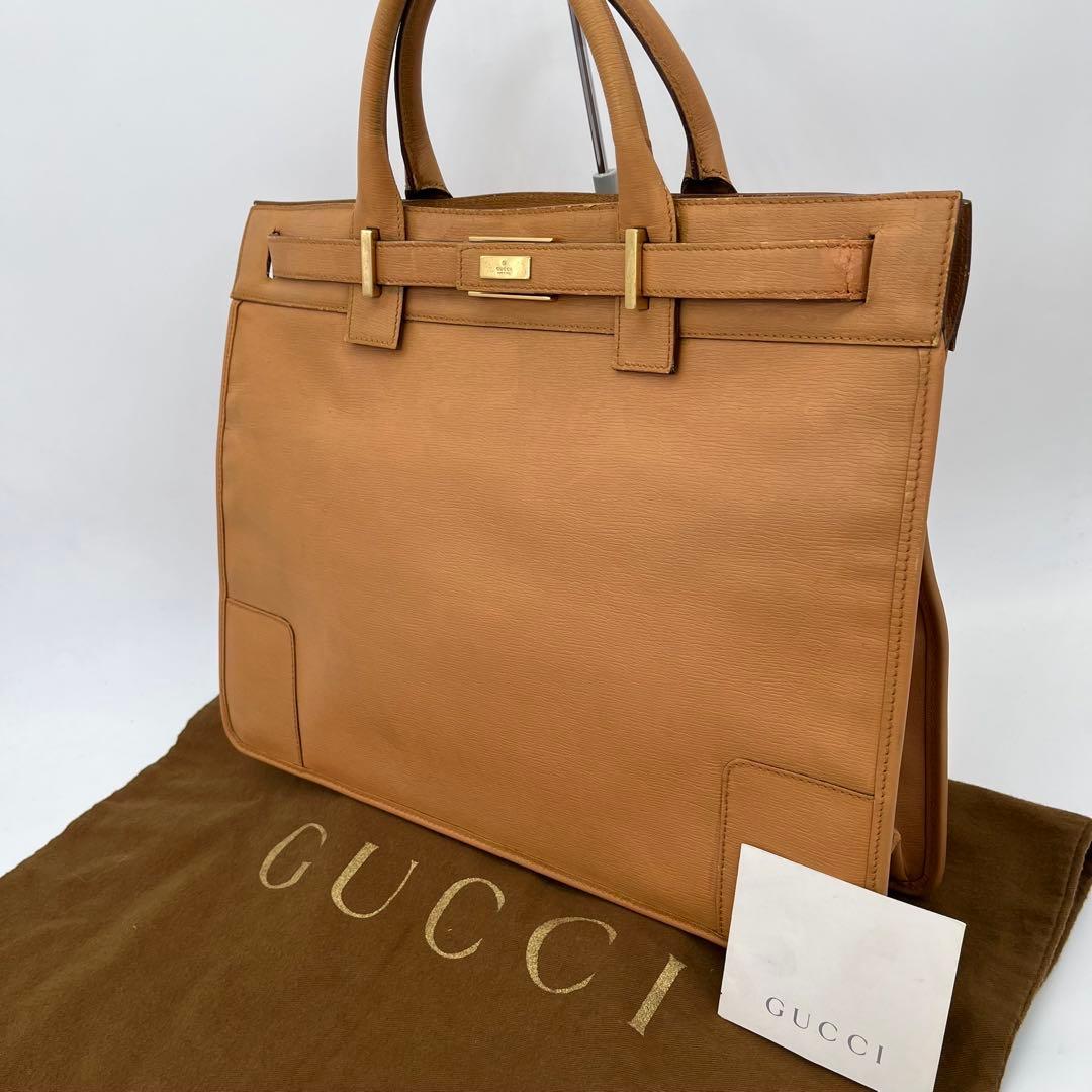 GUCCI ハンドバッグ ビジネスバッグ ゴールド金具 A4可能 本革 男女可能