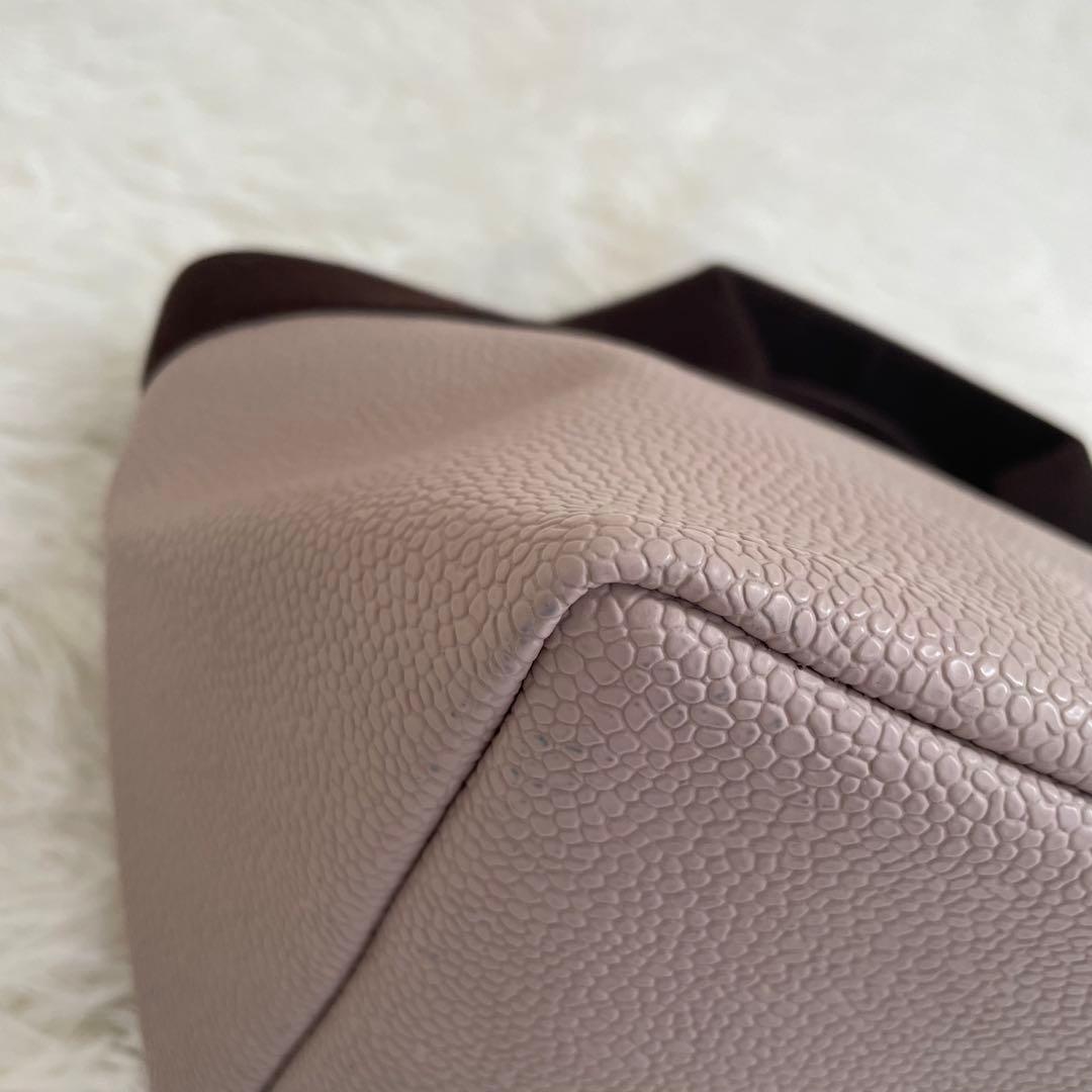 美品 エルベシャプリエ 701GPリュクス舟型トートS ハンドバッグ ピンク