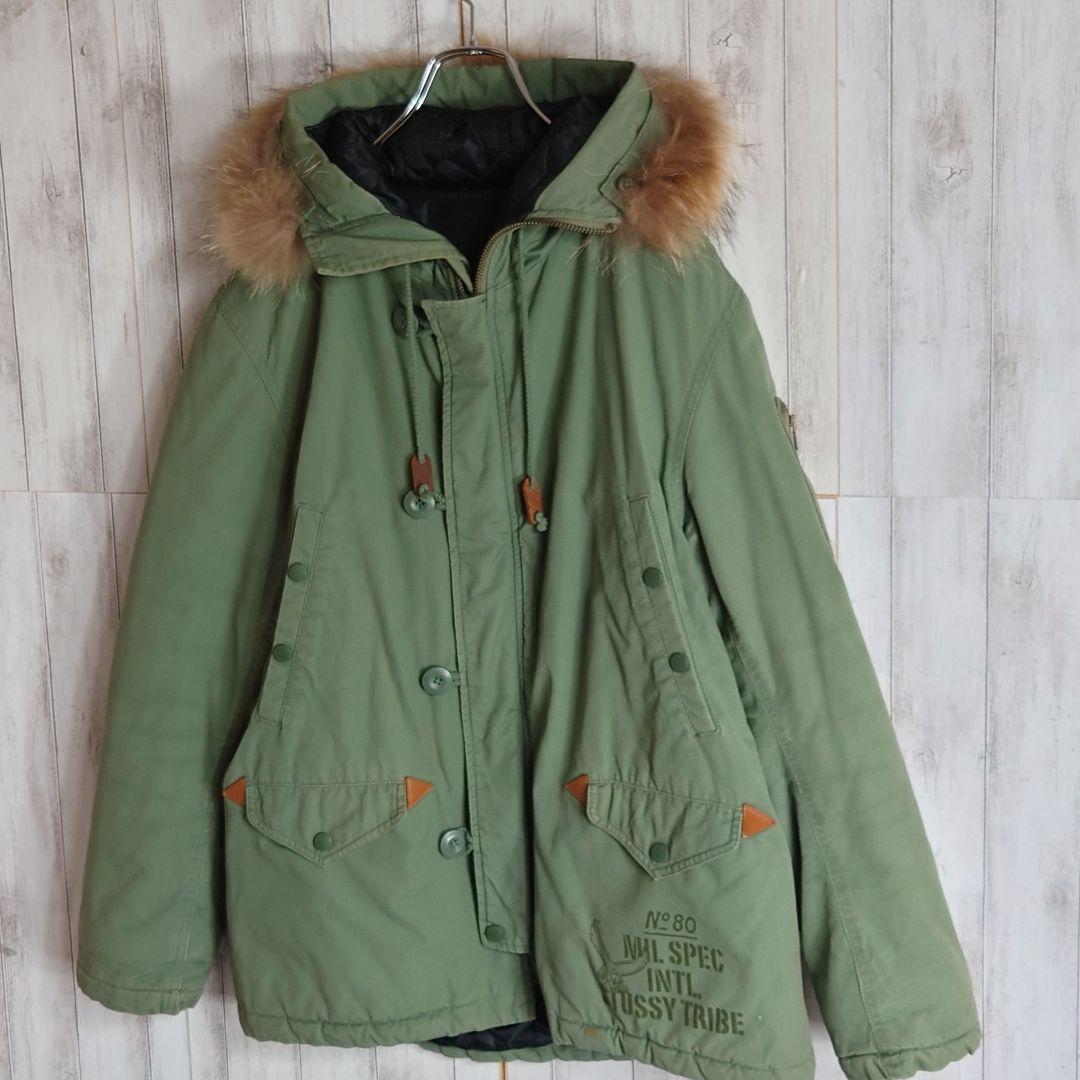 【激シブ】OLDSTUSSY☆リアルファーモッズコート希少入手困難カーキグリーン