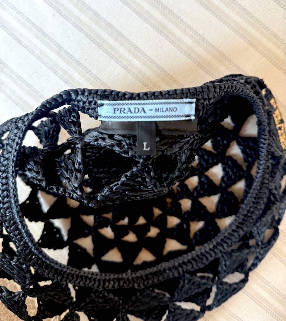 プラダ　ラフィア　ベレー帽　美品