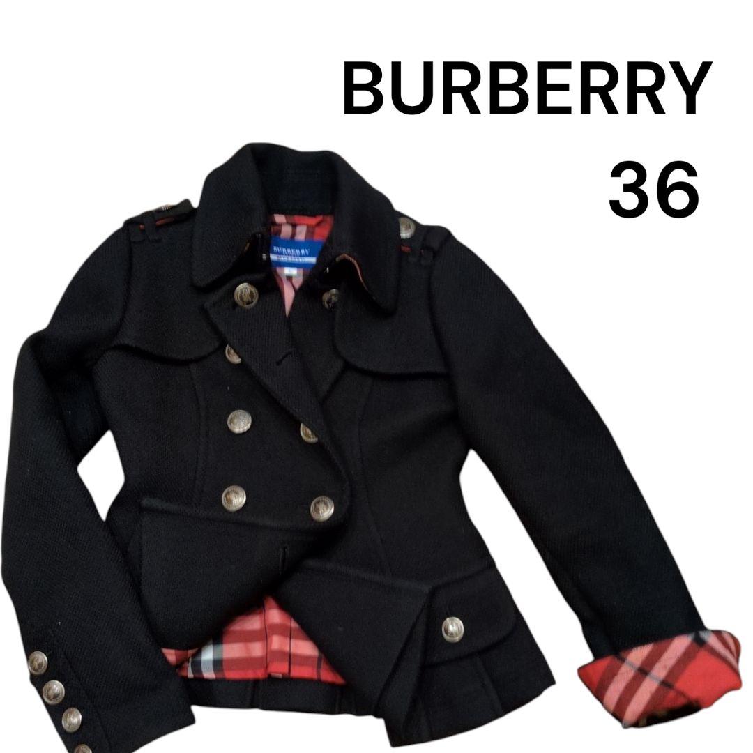 希少 バーバリーブルーレーベル ピーコート ナポレオン ジャケット 黒 S 36