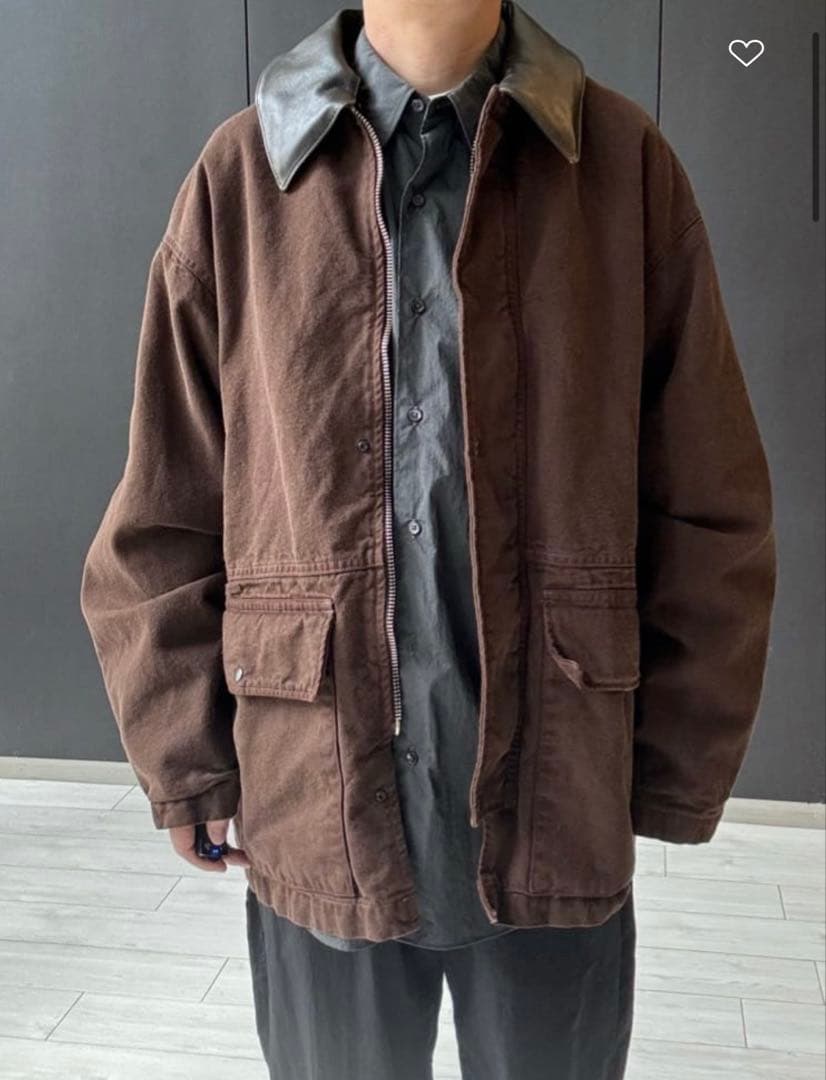 新品HグラデーションOCカバーオールサイズM襟レザーOVY KAJA オーラリー