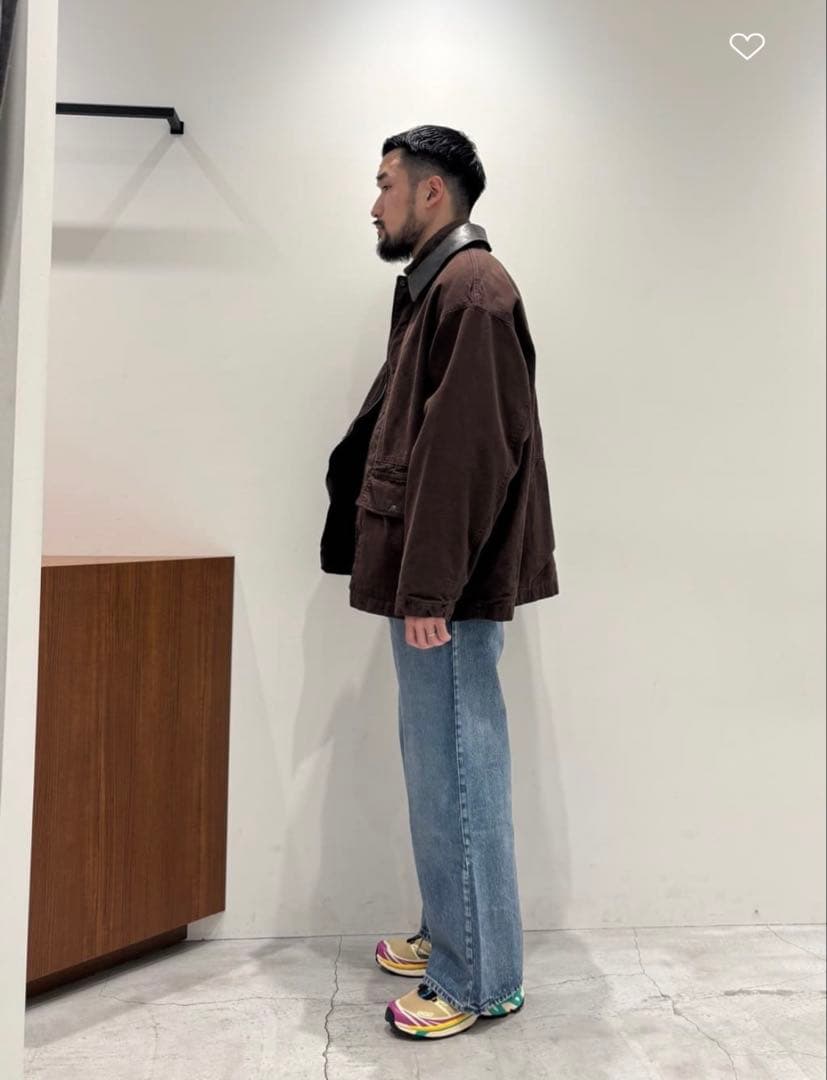 新品HグラデーションOCカバーオールサイズM襟レザーOVY KAJA オーラリー