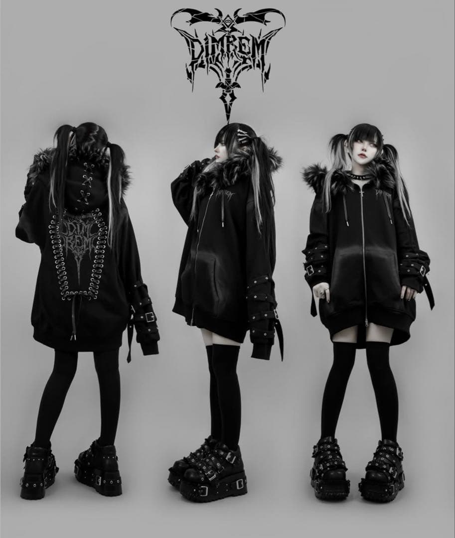 ディムモアール DIMREM 超ハトメファーフード パーカー 地雷 サブカル