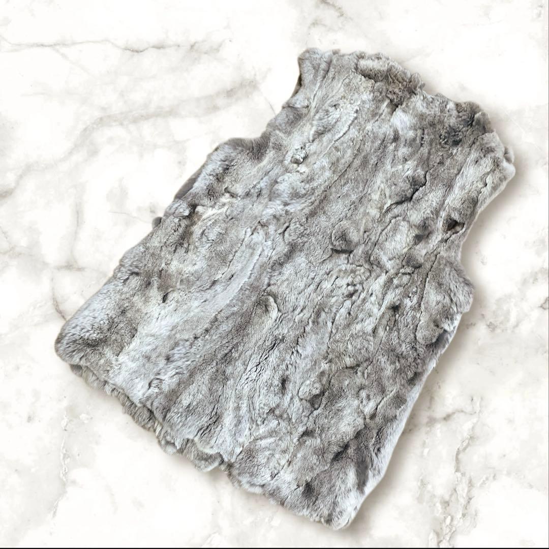 美品✨ASTRAET レッキスラビット ファーベスト 毛皮 グレー　ML相当